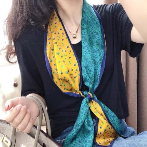 2021 spring Korean version of all-match women scarf silk hand-feel double-sided printing scarf thin section scarf 15x150cm