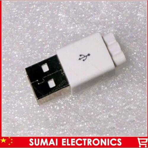 50sets White DIY 3 in 1 3 Holes 2.0 USB type A USB Male Plug + Plastic shell + tail pipe Connector kit wire bonding