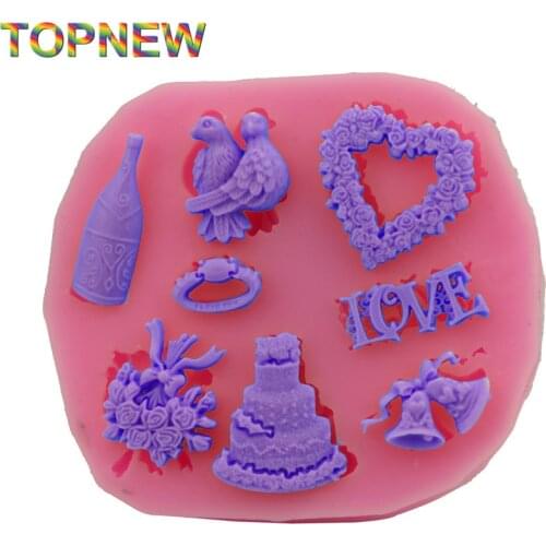 Christmas Animals Love bird flower bell Shape 3D Silicone cake tools soap chocolate mould for kitchen baking clay DIY mold C1783