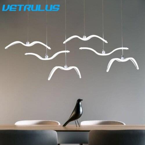 Nordic Seagull Led Pendant Light Acrylic Decorative Led Ceiling Lamps Art Design Indoor Lighting Fixtures Dining Room Chandelier