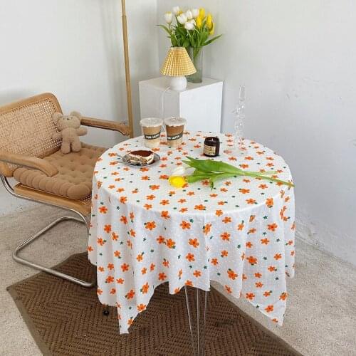 INS Korean Style Homemade Idyllic Sun Flower Tablecloth Color Girls Heart Side Dining Table Cushion Tea Table Picnic Tablecloth