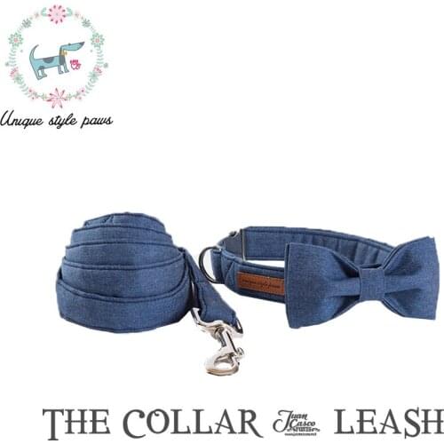 Dog Collar Perro and Leash Set with Bow Tie Cowboy Pet Adjustable Fashion for Dog and Cat