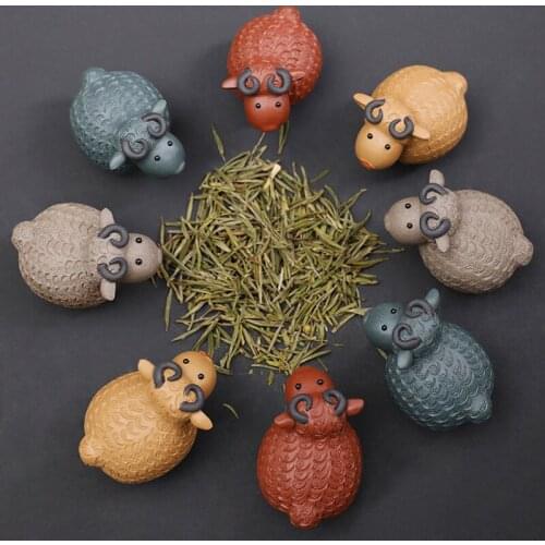 Yixing Purplue Sand Tea Pet Sheep Chinese Zodiac Sign of Sheep Lucky Money Sheep Tea Table Decoration Tea Set KungFu Decoration