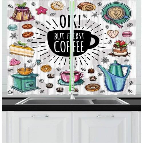 Coffee Kitchen Curtains Foods and Drinks Coffee Window Curtains Kitchen Drapes Panel Home Decor Curtains for Living Room
