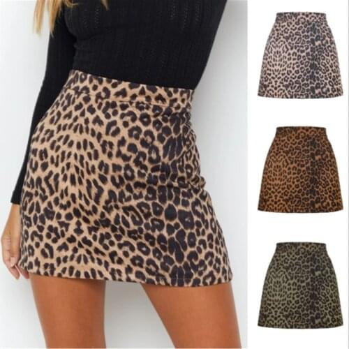 2021 Womens Suede Hip Wrap Skirt Sexy Leopard High Waist Zipper Autumn Winter A-line Skirt Girl Beige Universal