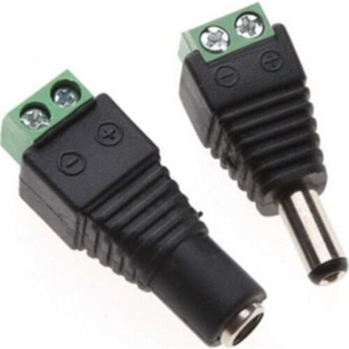 1pcs Female Male DC Power Cable Connector 5.5mmX2.1mm Jack Plug Connection For 5050 5630 3528 Single Color LED Strip CCTV Camera