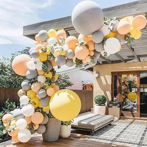 105Pcs Grey Orange Yellow Balloon Arch Garland Kit Latex Grey Balloons Birthday Wedding Bridal Globos Baby Shower Party Decor