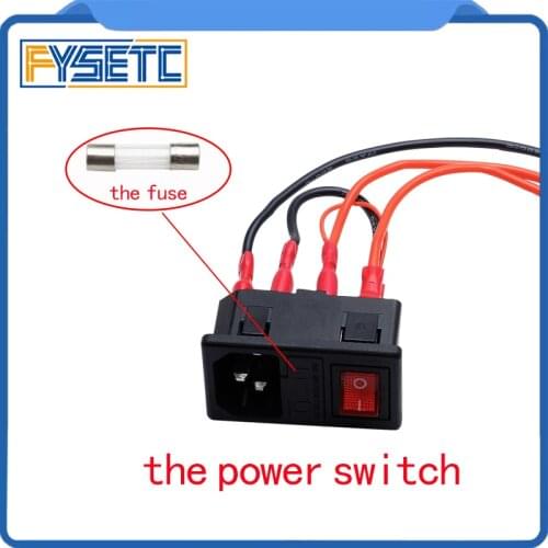 2pcs Power Switch 220V/110V 15A Short Circuit Protection Safety Switch Power Socket For 3D Printer Parts