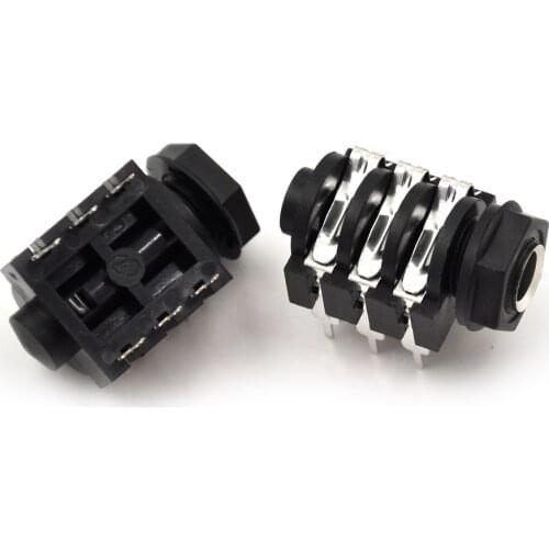 5PCS 6.35mm/6.35 Stereo Audio Microphone Female socket/Jack Connector 6P/6PIN