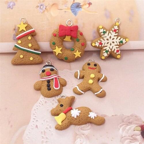6Pcs New Gingerbread Man Christmas Ornaments Deer Snowman Chrismas Tree Pendant Decoracion Navidad New Year Decor Party Suplies