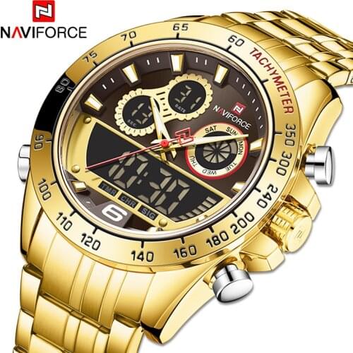 NAVIFORCE Luxury Brand Gold Watches Mens Sport Quartz Digital Chronograph Wrist watch Waterproof Clock Male Relogio Masculino