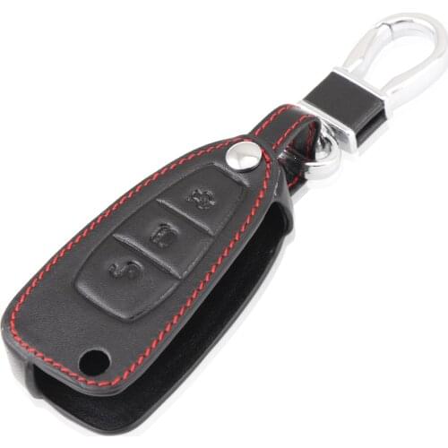Genuine Leather Car Key Ring Case Cover Holder for Ford Focus 3 MK3 ST New Fiesta Kuga Fuga,3 Buttons. RU FR DE ES Free shipping