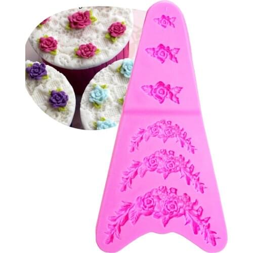 Flower Cake Border Silicone Molds Fondant Cake Decorating Tools Gumpaste Cupcake Chocolate Mold Kitchen Baking Moulds T0993