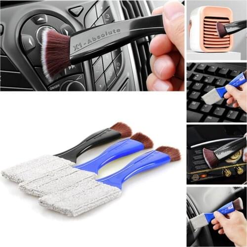 1PCS Double Ended Car Cleaning Brush Air Conditioner Vent Slit Clean Brush Detailing Dust Removal Blinds Keyboard Duster Brush