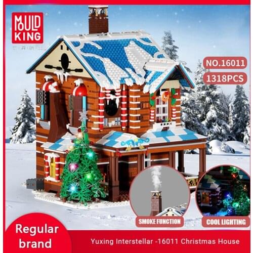 MOULD KING 16011 Creative Christmas House Building Block Toy Model Street View Led Light Set Childrens Toys Christmas Gifts