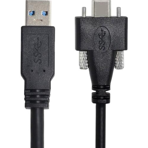 CYSM 5 Meters USB3.1 Type-C USB-C Dual Screws Locking to Standard USB3.0 Data Cable Mount Type for Camera Recorder