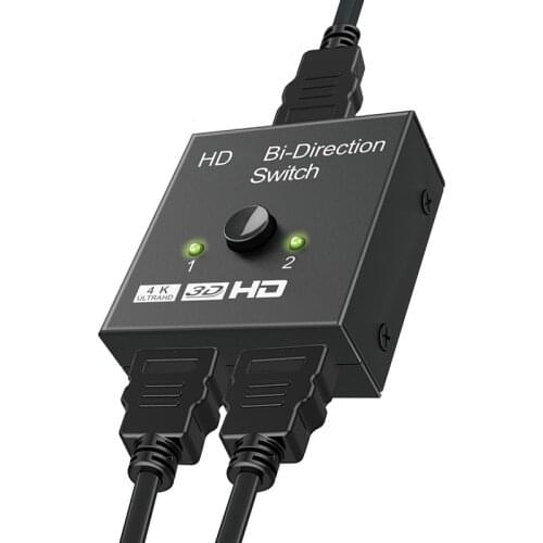 4K HDMI-compatible Switch 2 Ports Bi-Directional 1x2 / 2x1 HD Switcher Splitter 4K 1080P 3D HDR HDCP for PS4 PS3 Xbox HDTV BOX