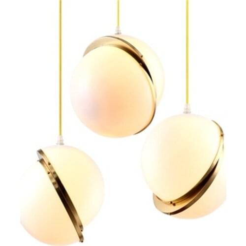 Creative Half Moon Ball Droplight Modern LED Pendant Light Fixtures Simple Acrylic Iron Hanging Lamp Home Lighting Lamparas