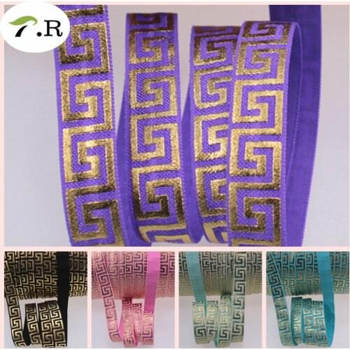 5 Colors factory direct gold foil maze fold over elastic 50yards 5/8 inch welcome customized order
