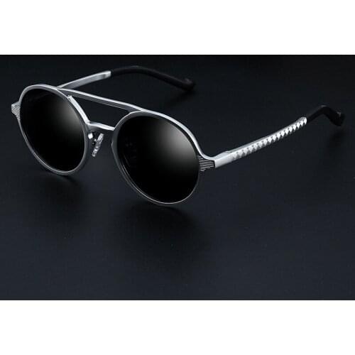 Polarized Sunglasses Men Round Sun Glasses for Male Vintage Retro Alloy Frames Sunglasses-men TAC Lens Brand Designer Uv400