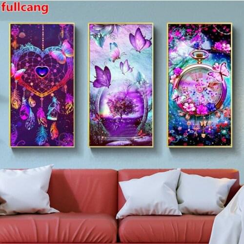 New Purple Butterfly Diamond art painting kits Square/Round Diamond Mosaic Embroidery Landscape For Interior Bedroom art JX2391