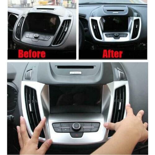 For Ford Kuga Escape Car Inside Interior center control Console Cover Trim Air Condition Vent Cover 2017 2018 ABS Chrome