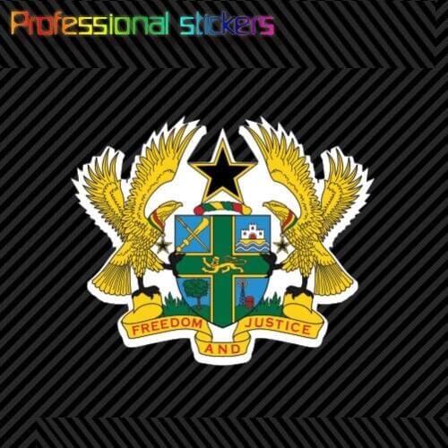 Ghanaian Coat of Arms Sticker Decal Self Adhesive Vinyl Ghana Flag GHA GH Stickers for Cars, Bicycles, Laptops, Motos