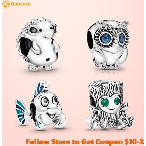 2020 New 925 Sterling Silver Beads The Little Mermaid Flounder Charms fit Original Pandora Bracelets DIY Jewelry Wome