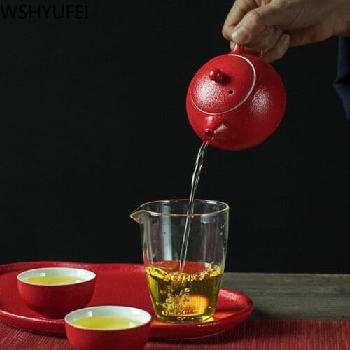 New style Ceramic Shih Tzu Teapot Dahongpao Tea set Tea Set Teapot Travel Convenience Tea Set Household Drinkware WSHYUFEI