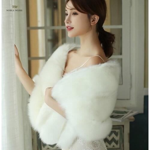 Faux Fur Wrap Winter Warm Bridal Bolero Ivory Wedding Wrap Long Fur Wedding Bridal Wrap Party Cape wholesale