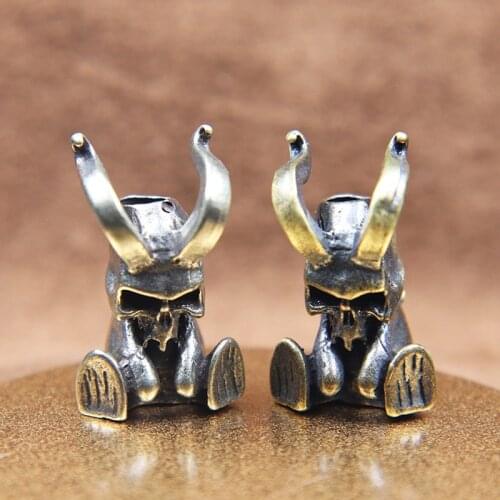 Punk Brass Little Devil Knife Bead Pendants for Keychain EDC Flashlight Lanyard Charms Outdoor Tool Umbrella Rope Paracord Bead