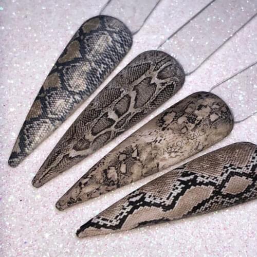 Luxury Foil Nail Art Transfer Sticker Decals Snake Designs Set 10 Pieces In Box