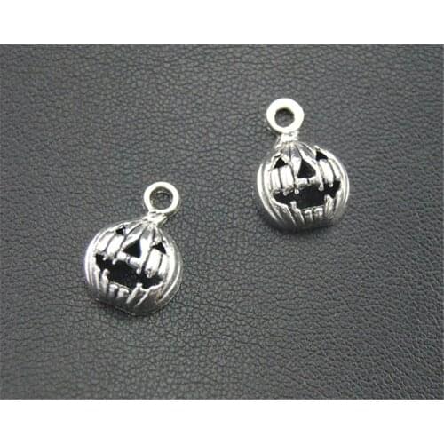15pcs Silver Color Pumpkin Charms Fit Bracelets Necklance DIY Metal Jewelry Making 9x14mm A1700