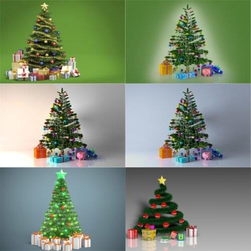 Photo Studio Props Vinyl Photography Backdrop Christmas Tree And Gift Packages For Christmas Decoration Vinyl Background