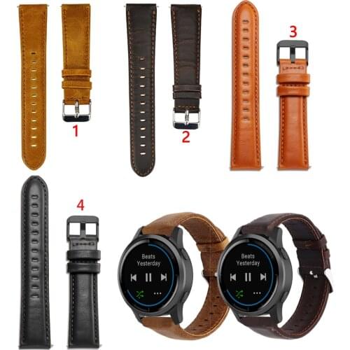 20mm 22mm Genuine Leather Watch Band Strap for Garmin Venu SQ Smart Watch Wrist band For Vivoactive 4 4s strap