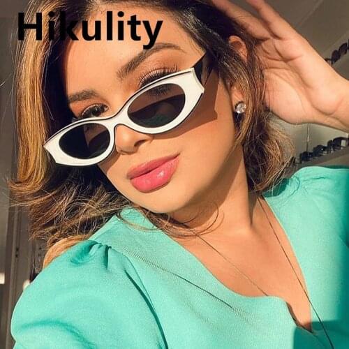 White Black Small Oval Sunglasses For Women Vintage New Brand Green Orange Sun Glasses Female Elegant Shades Ins Hot Men Hip Hop