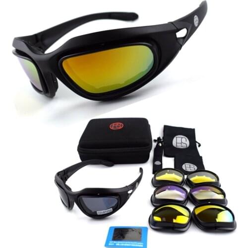 Tactical Glasses C5 Polarized Sunglasses 4 lens Goggles Outdoor Hunting Shooting Goggles Hiking Climbing Sport Glasses