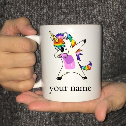 Custom Printed Funny Unicorn Tea Cup Gift Personalised Name Text Coffee Mug Drop Shipping