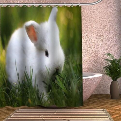 Rabbit Shower Curtain Eco-friendly Modern Fabric polyester Custom Bath Curtains Home Decor Curtains