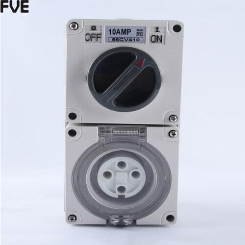 *10A three phase 4 round pin combination switch & socket 56CV410