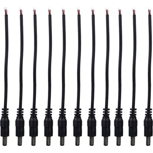 10Pcs/lot 5.5*2.1mm DC Power Cable 24C/0.20 22Awg 12V Monitor Non-shielded Twisted Cables Copper Clad Aluminum For CCTV Camera