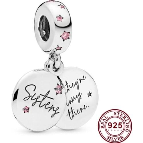 100% 925 Sterling Silver Charm New Sisters' Concentric Pendant Fit Pandora Women Bracelet & Necklace Diy Jewelry