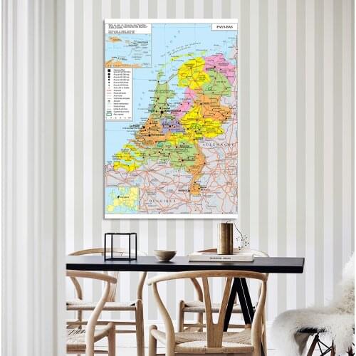 150*225cm Transportation Map of The Netherlands In French Large Poster Non-woven Canvas Painting Home Decor School Supplies
