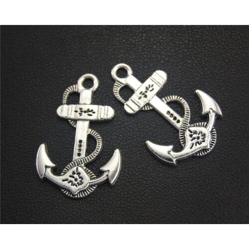 20pcs Silver Color anchor Charms Pendants for Nautical Jewelry Making DIY Handmade Craft 28x18mm A2017