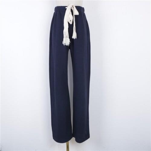 2021 can't take off the lazy walking bent pants hand-woven drawstring casual straight-leg pants