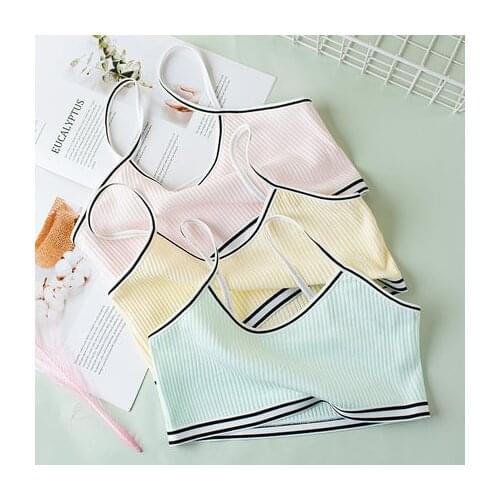 4Pc/lot Teenager Tank Top For Girls Cotton Kids Underwear Model Stripe Kids Singlets Children Camisole Baby Bras Undershirt