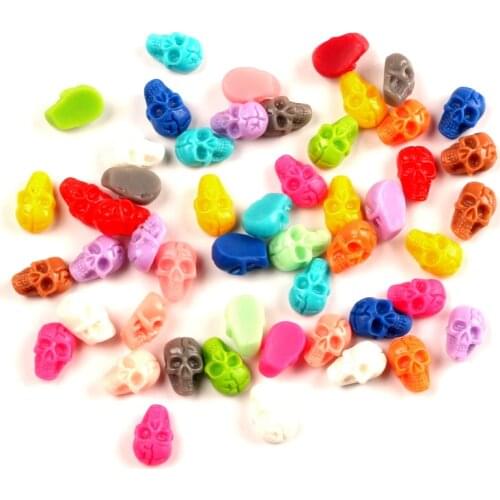 50Pcs Mixed Skull Resin Decoration Crafts Beads Flatback Cabochon Scrapbook Kawaii DIY Embellishments Accessories