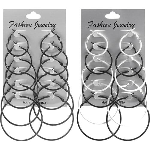 6 Pairs Colorful Hoop Earrings Set For Women Girls Big Circle Round Earrings Fashion Steampunk Circle Earrings Jewelry 2021