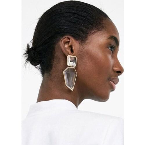 Acrylic Crystal Irregular Shape Dangle Earring Clear Geometric Statement Earrings Hypoallergenic for Women Girls