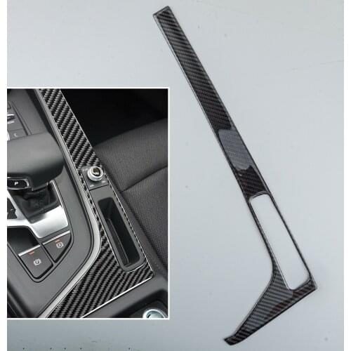 Black Carbon Fiber Console Gear Shift Side Panel Decor Trim Fit for Audi A4 B9 2017 2018 2019 Left Hand Drive Only